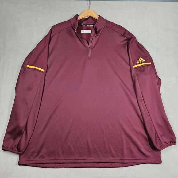 Adidas 1/4 Zip Pullover Mens Size 3XL Red Maroon Golf Climalite Long Sleeve Logo - Picture 1 of 11